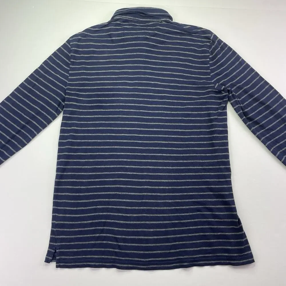 Faherty LS Polo Shirt Mens Medium Collared Blue White Stripes